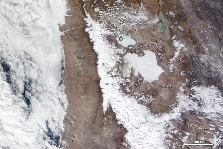 Rare Snow in Atacama Desert, Chile