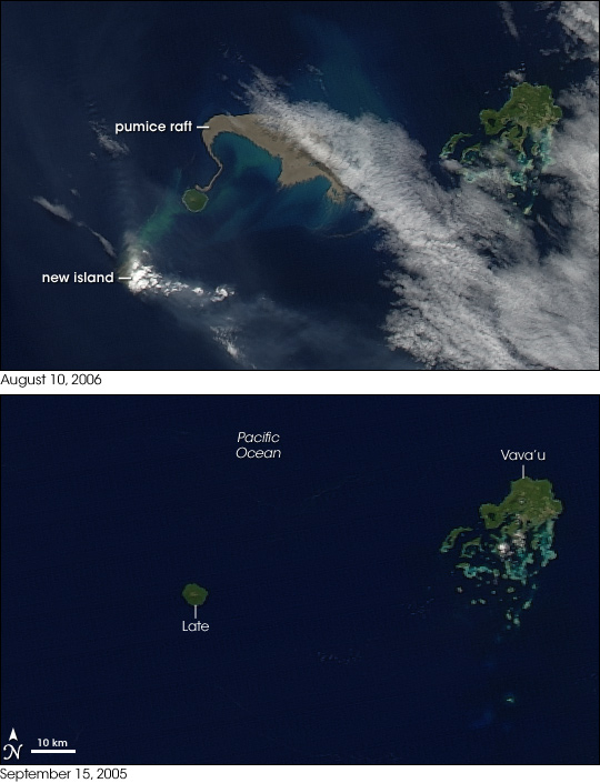 New Island and Pumice Raft in the Tongas
