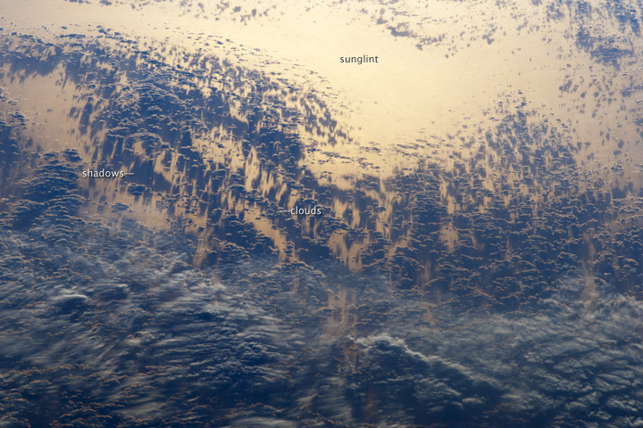 Sunglint and Clouds off Western South America
