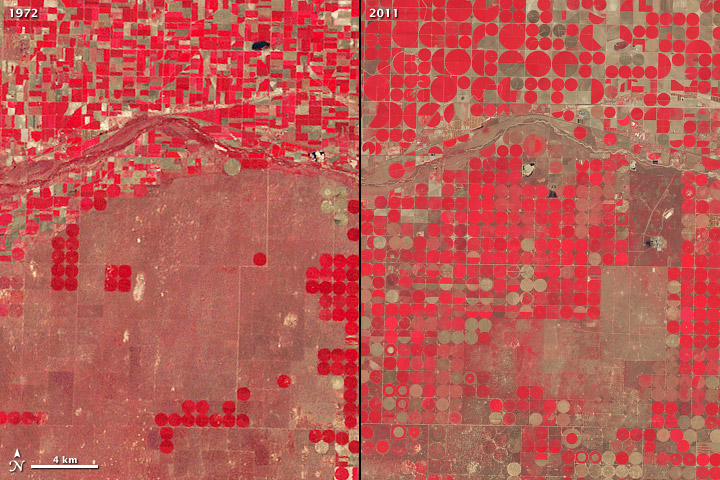 Center-Pivot Irrigation, Kansas, courtesy NASA
