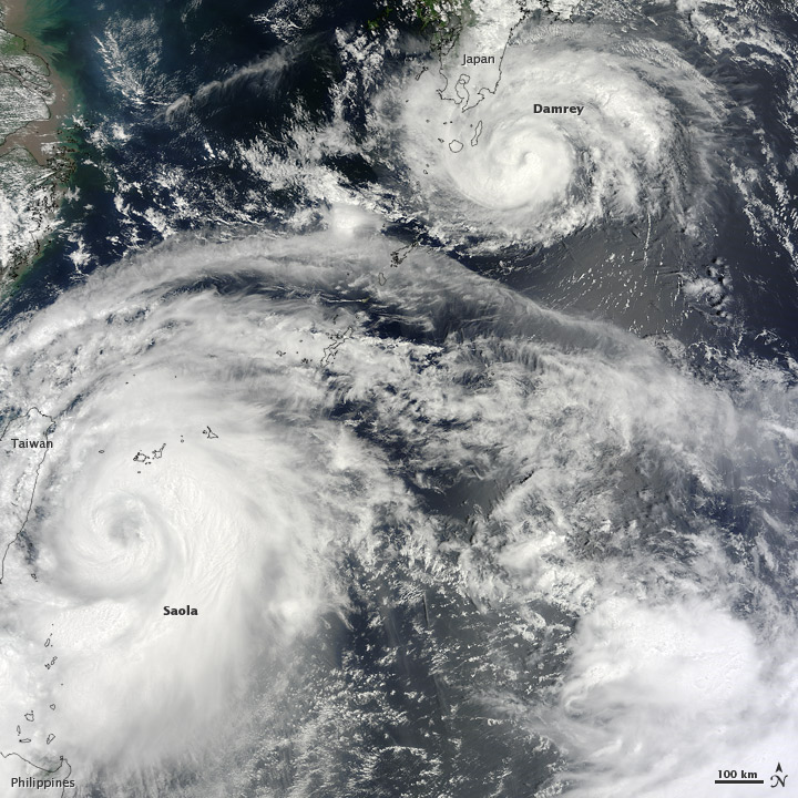 Typhoons Saola and Damrey