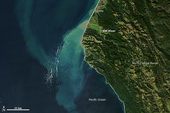 Sediment from the Eel River, courtesy NASA