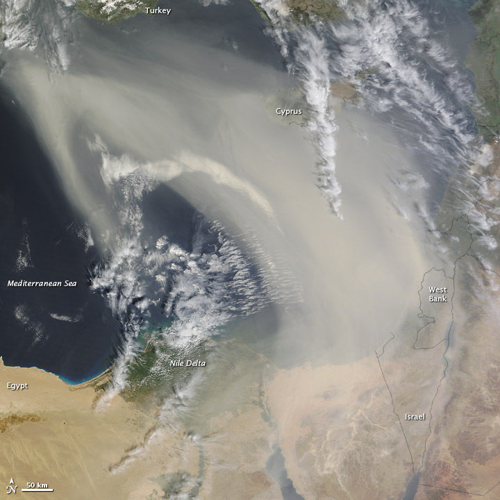Dust over the Eastern Mediterranean Sea