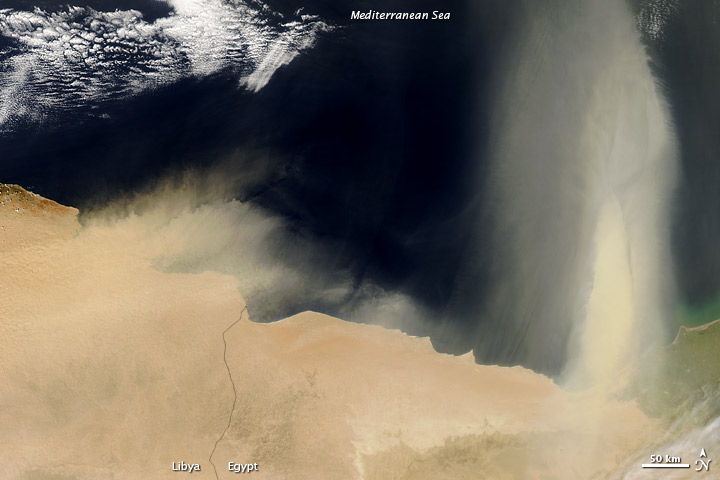 Dust Plumes over the Mediterranean Sea