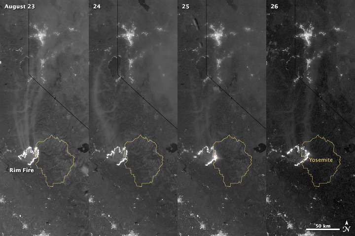 A Nighttime View of California’s Rim Fire