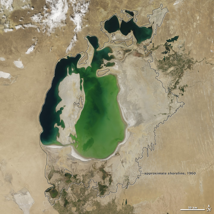 The Aral Sea Loses Its Eastern Lobe