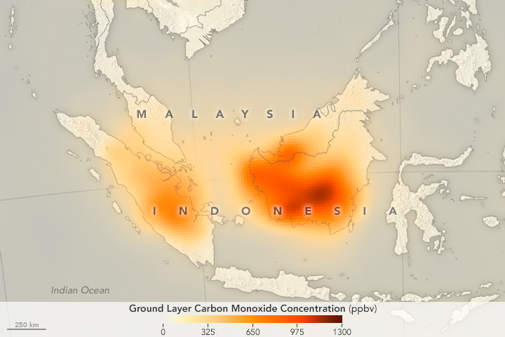 Fires Put a Carbon Monoxide Cloud over Indonesia