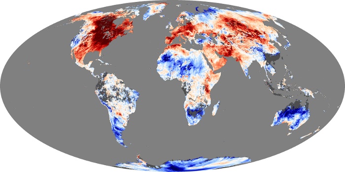 Current Surface Temperature Map Land Surface Temperature Anomaly