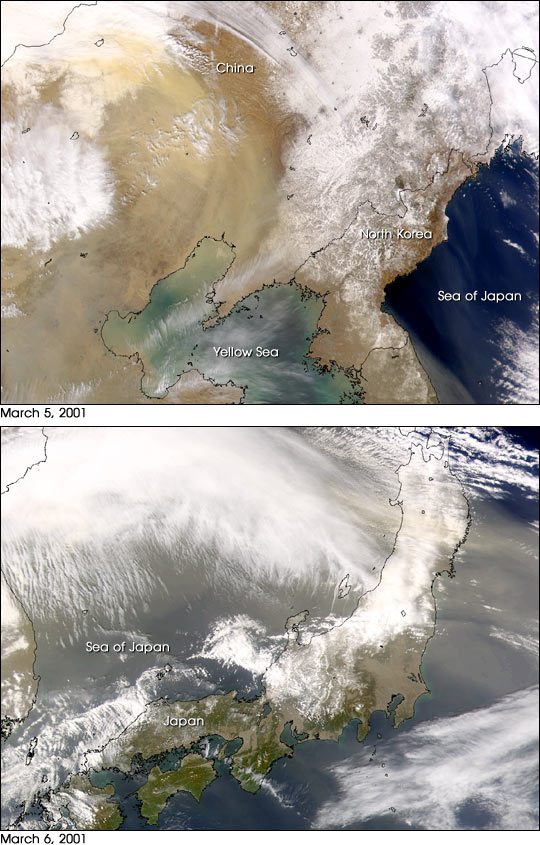 Dust from China over Japan
