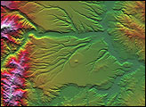 Colored Height and Shaded Relief: Corral de Piedra, Argentina