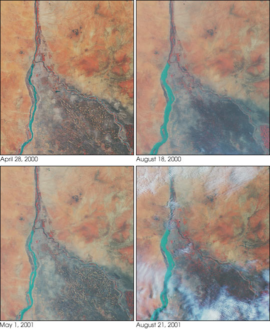 Nile River Fluctuations Near Khartoum, Sudan