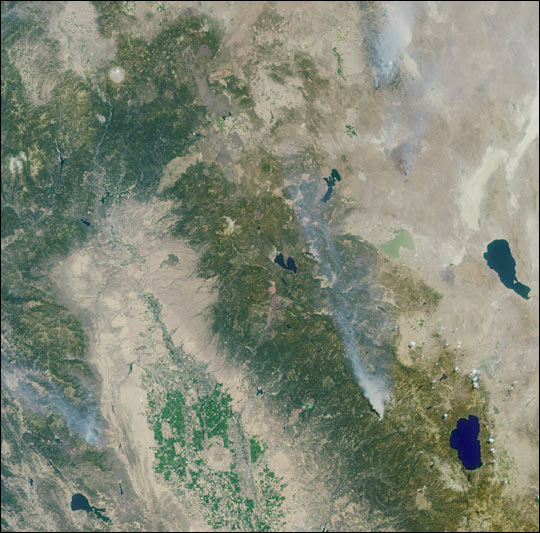 A Panoramic View of the Emigrant Gap Fire, California