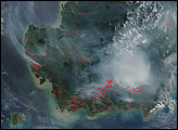 Widlfires and Haze over Borneo