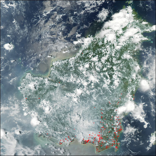 Widlfires and Haze over Borneo