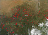 Widely Scattered Fires across Central Africa
