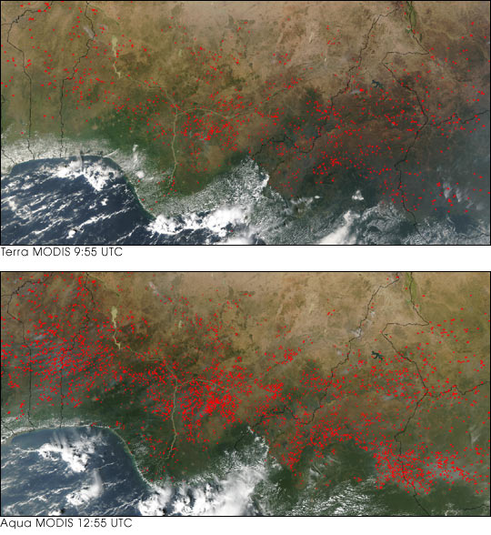 Widely Scattered Fires across Central Africa