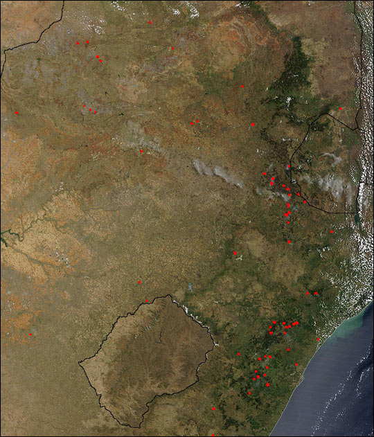 Scattered Fires Across Eastern South Africa