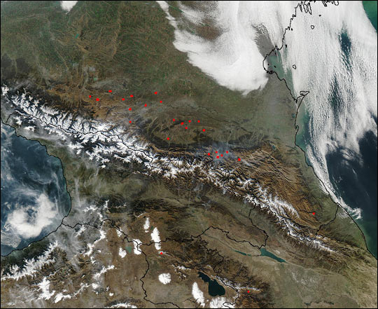Fires in the Foothills of the Caucasus Mountains - related image preview