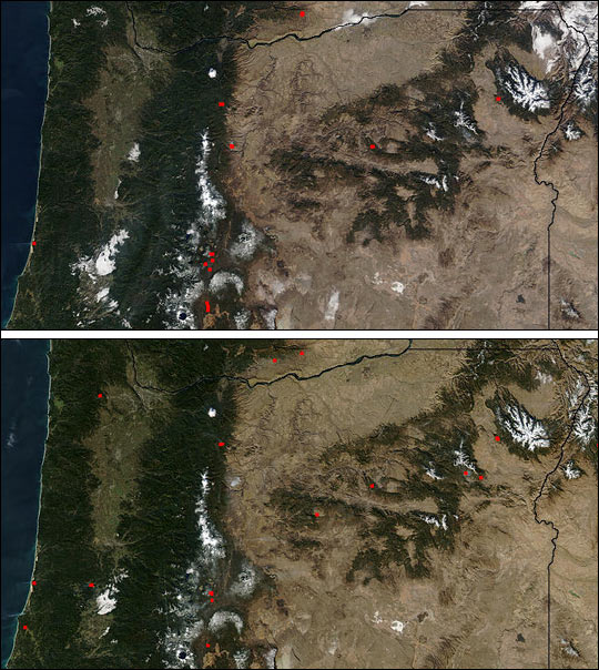Morning and Afternoon Views of Oregon Fires