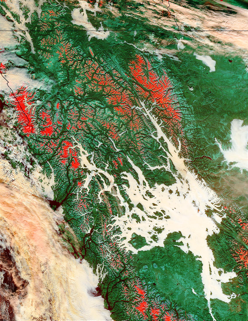 Fog in the Rockies Valleys, British Columbia (false color) - related image preview
