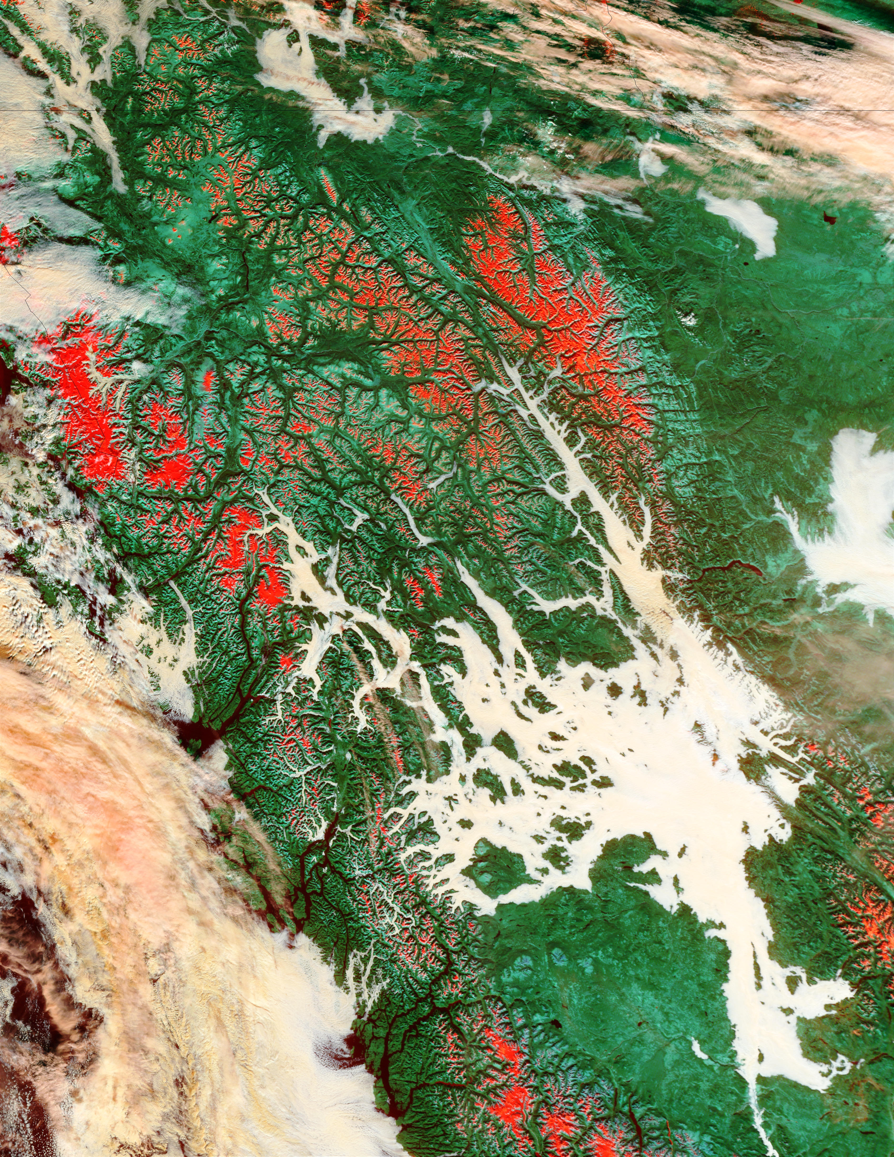 Fog in the Rockies Valleys, British Columbia (false color) - related image preview