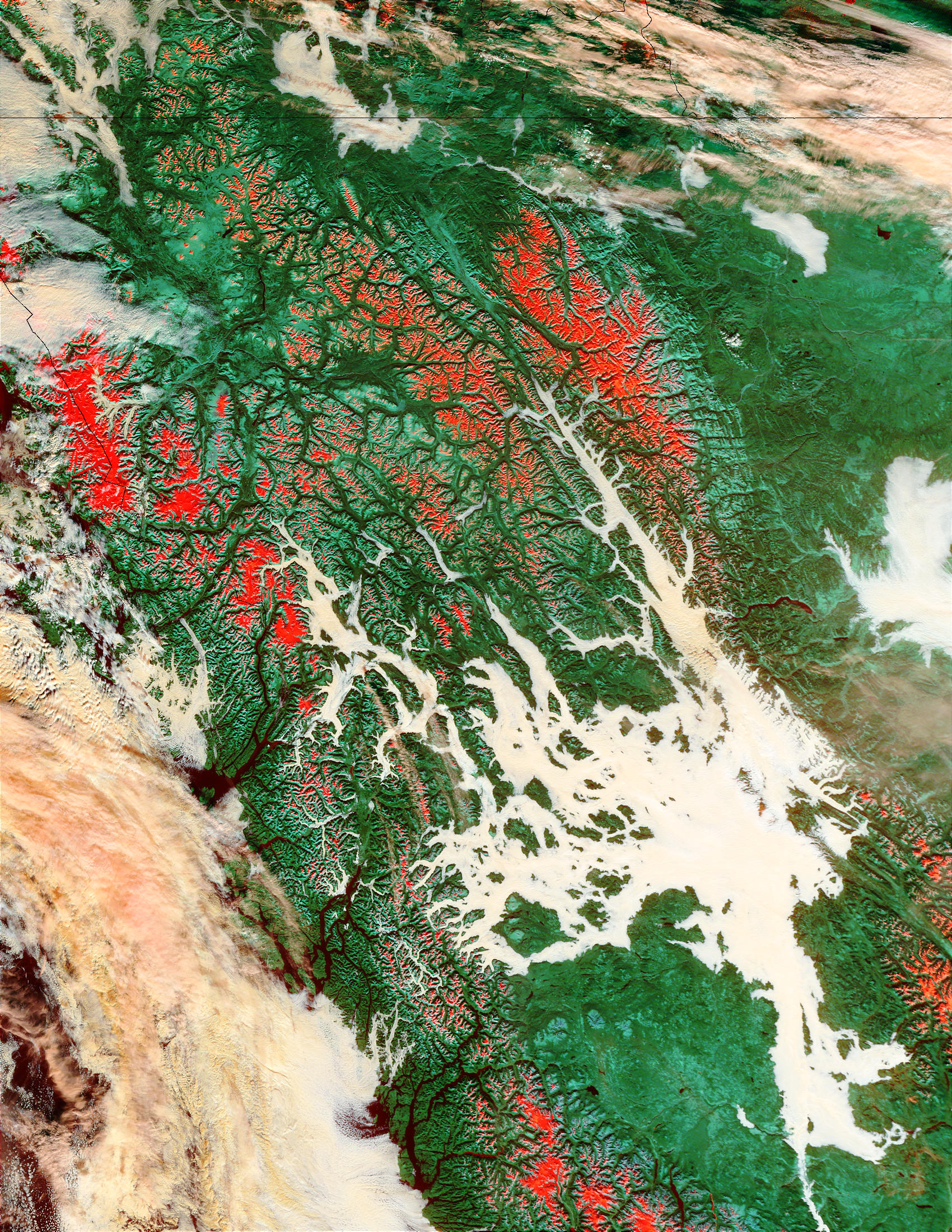 Fog in the Rockies Valleys, British Columbia (false color) - related image preview