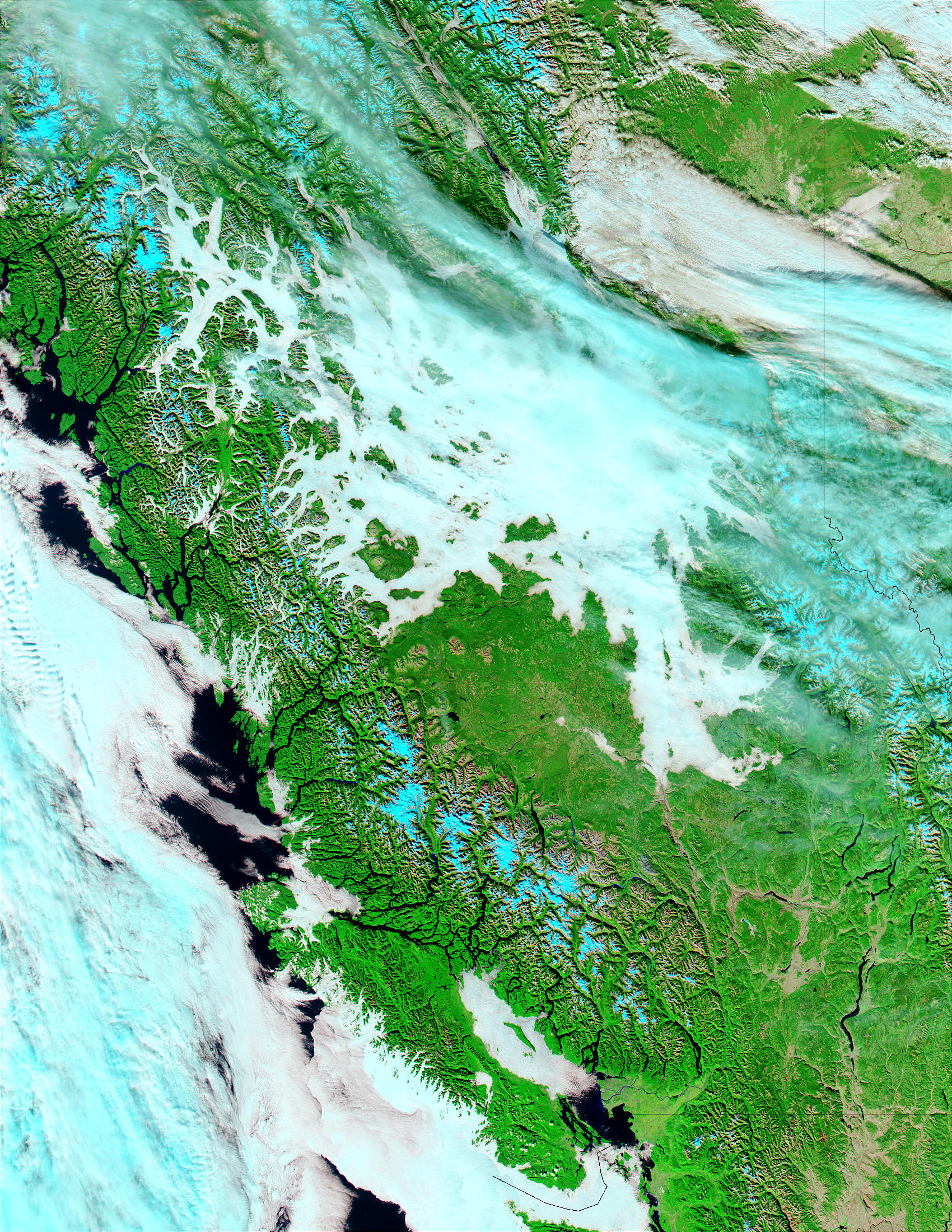 Fog in the Rockies Valleys, British Columbia (false color) - related image preview