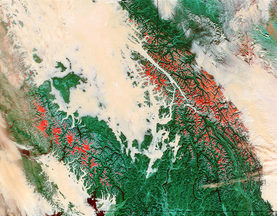 Fog in the Rockies Valleys, British Columbia (false color) - related image preview