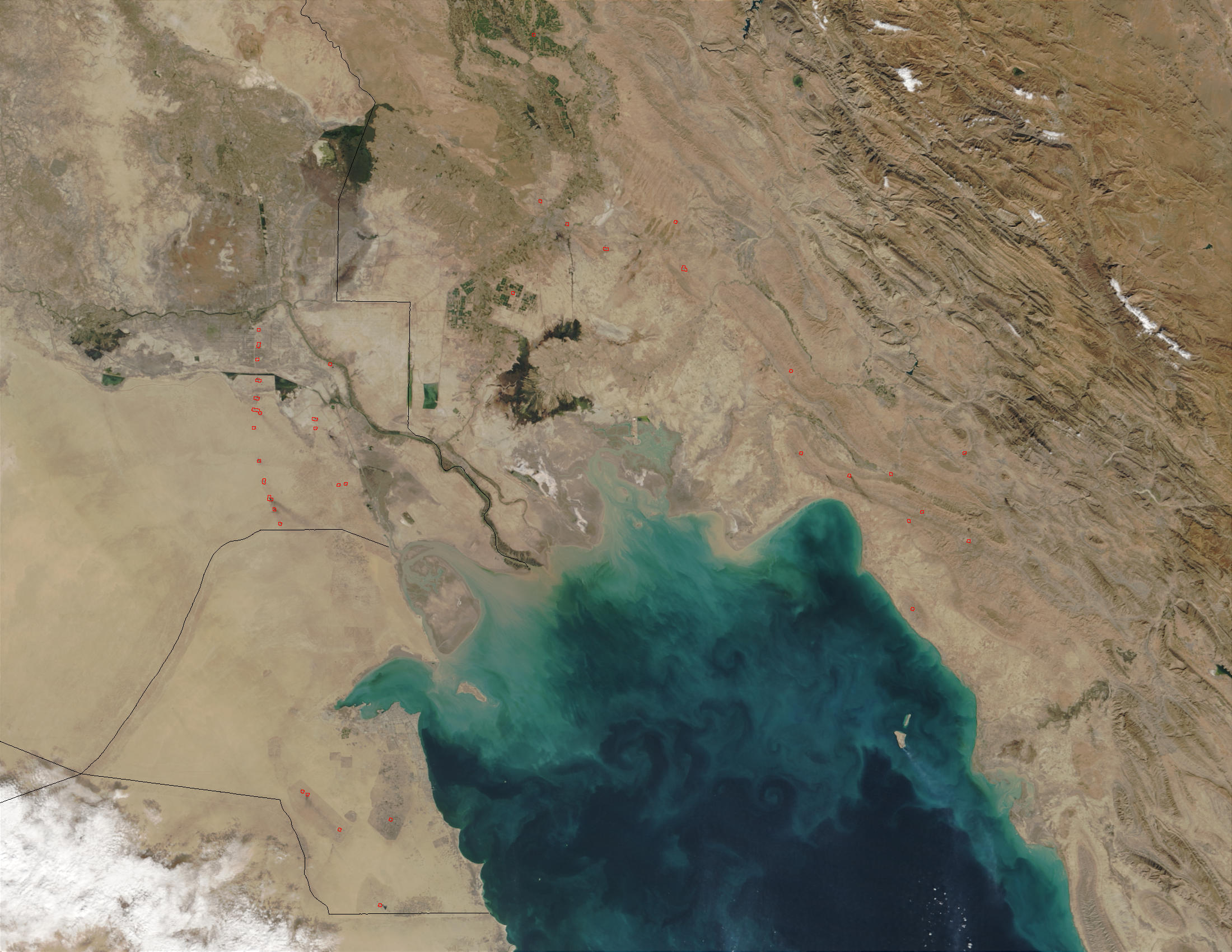 Fires and oil well gas flares in the Persian Gulf - related image preview