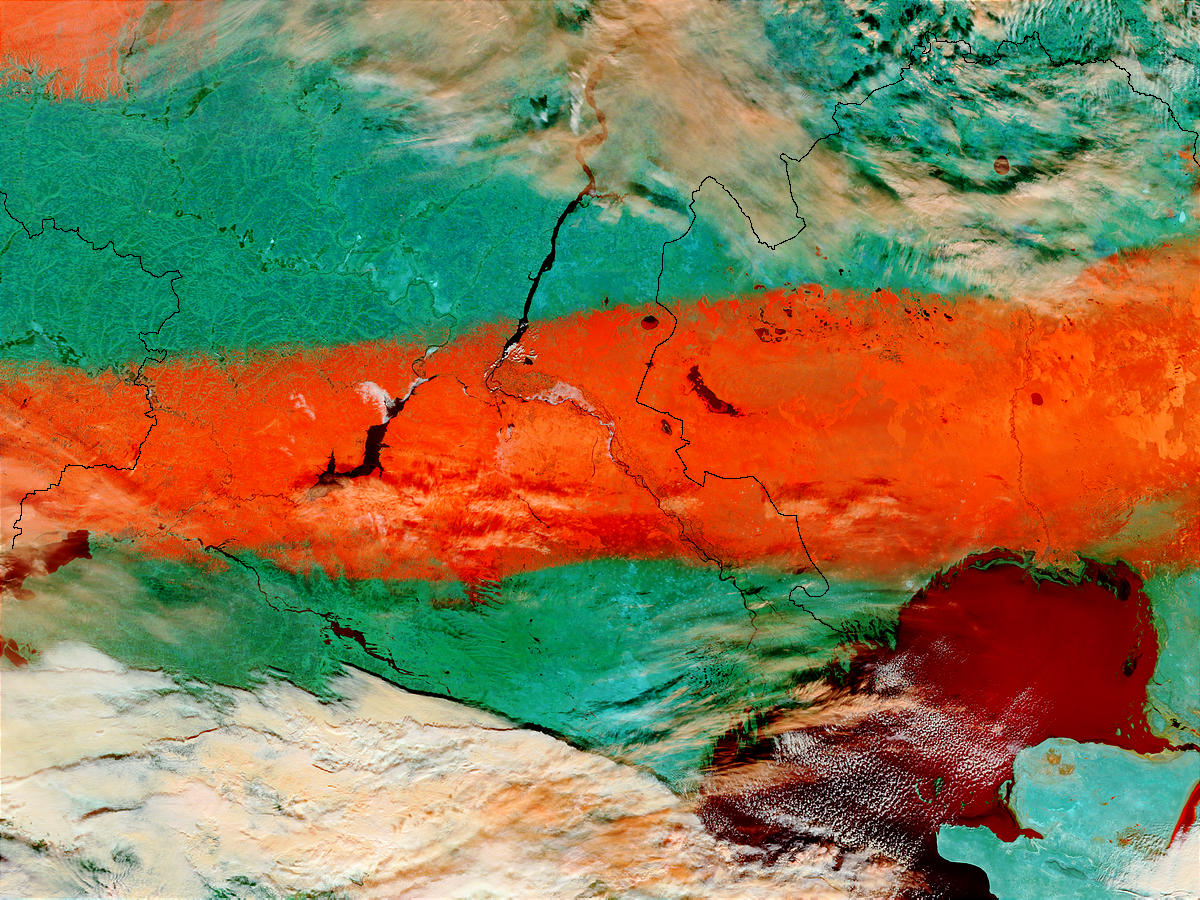 Snow trail across Southern Russia and Kazakhstan (false color) - related image preview