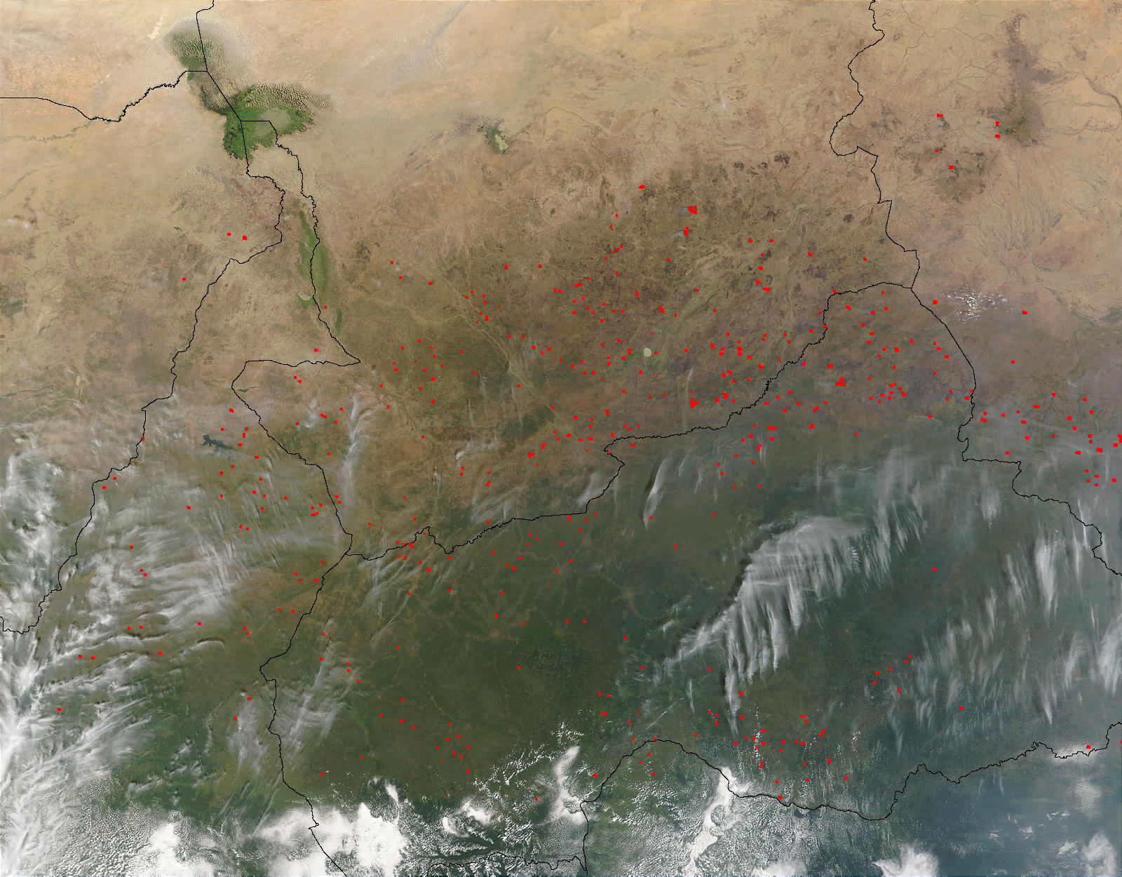 Fires in Central Africa (morning overpass) - related image preview