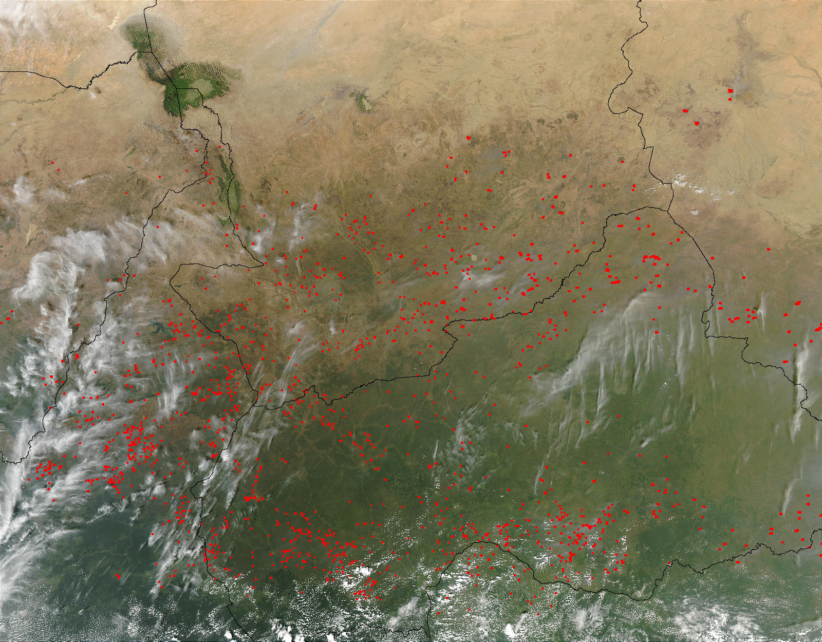 Fires in Central Africa (afternoon overpass) - related image preview