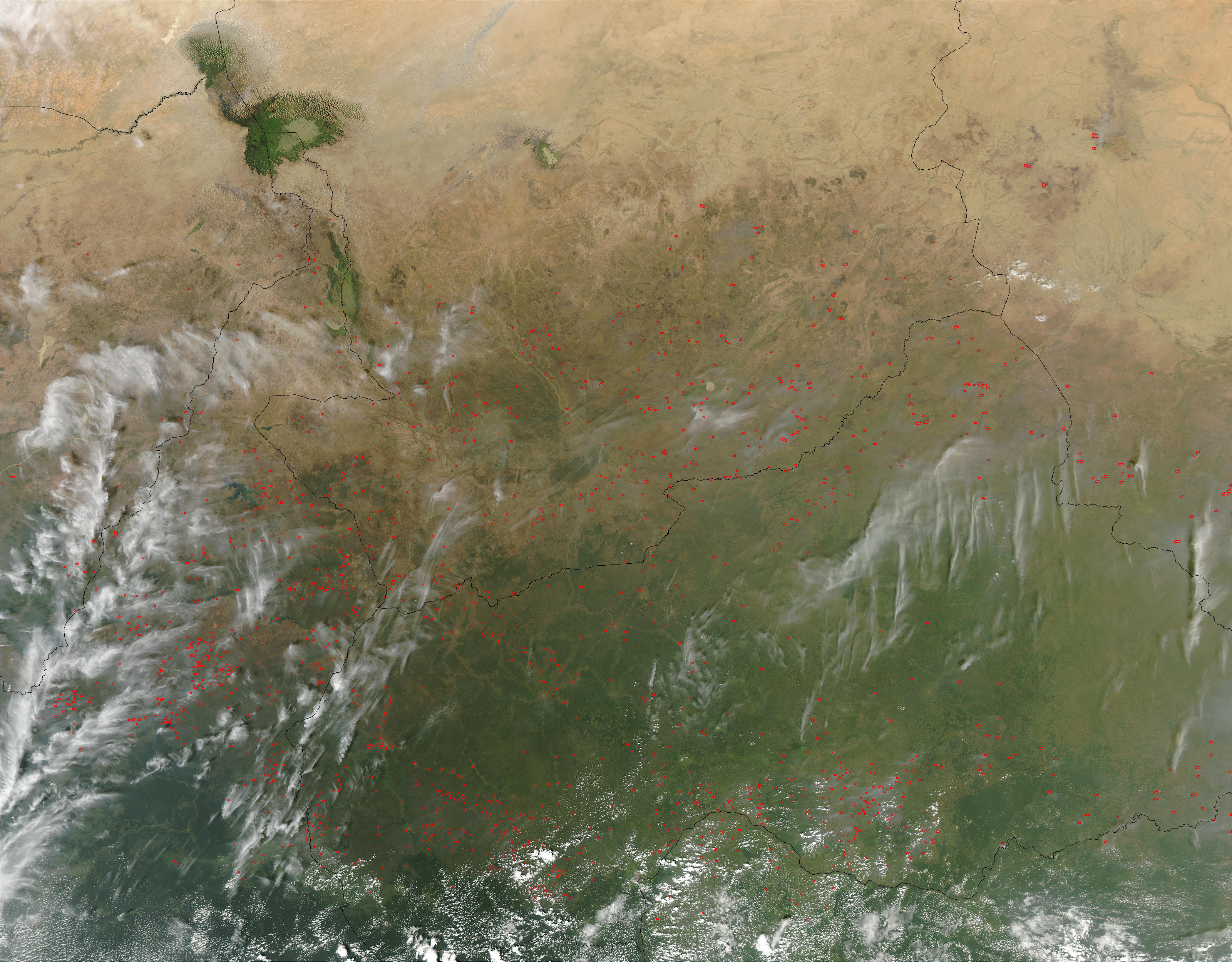 Fires in Central Africa (afternoon overpass) - related image preview