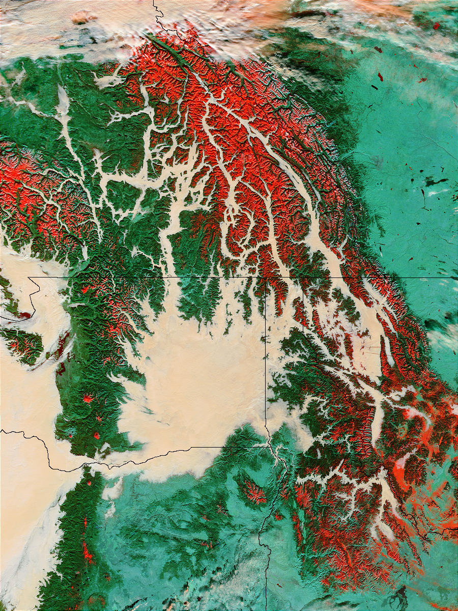 Fog in the Rockies Valleys and Washington (false color) - related image preview