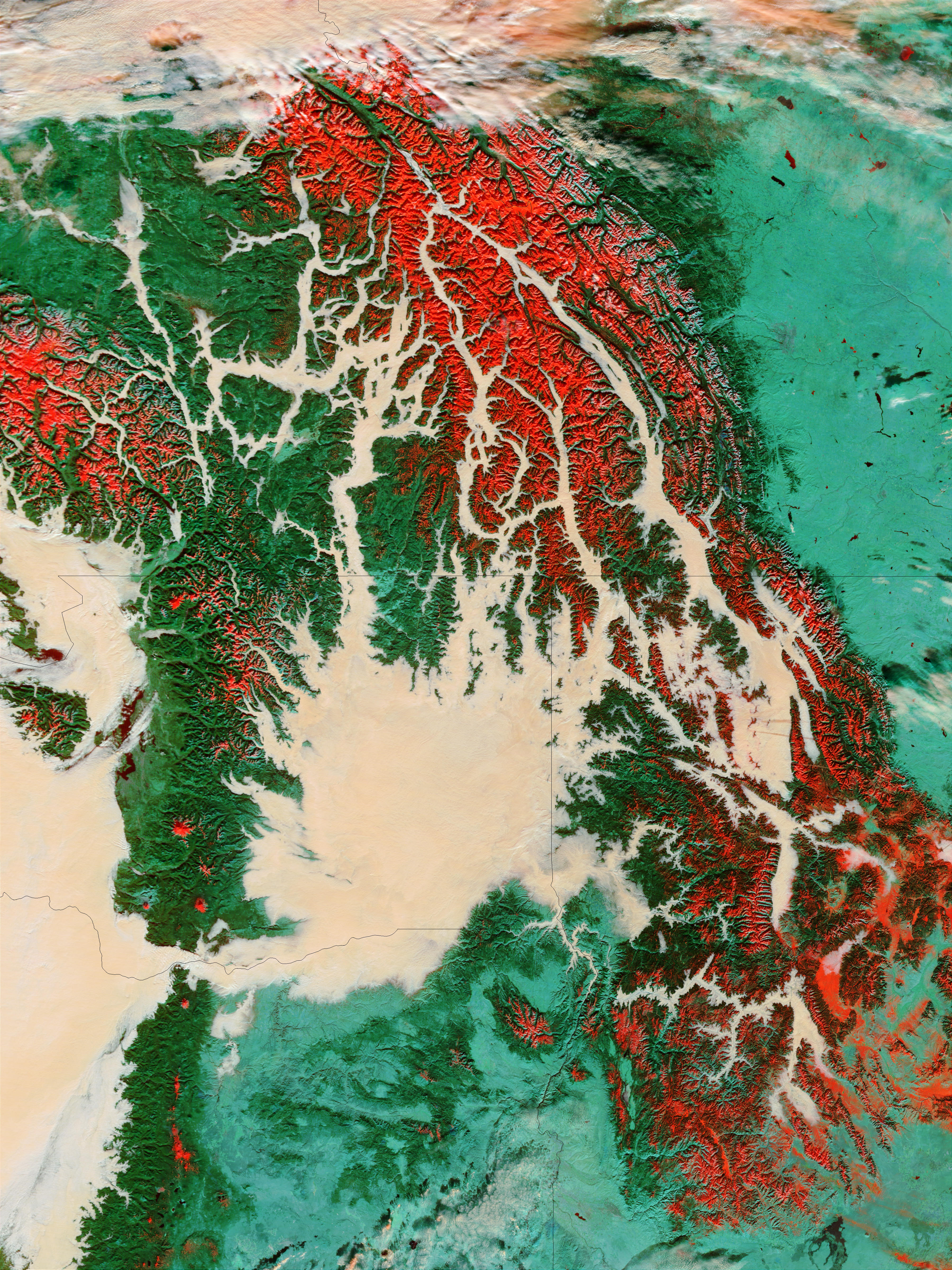 Fog in the Rockies Valleys and Washington (false color) - related image preview