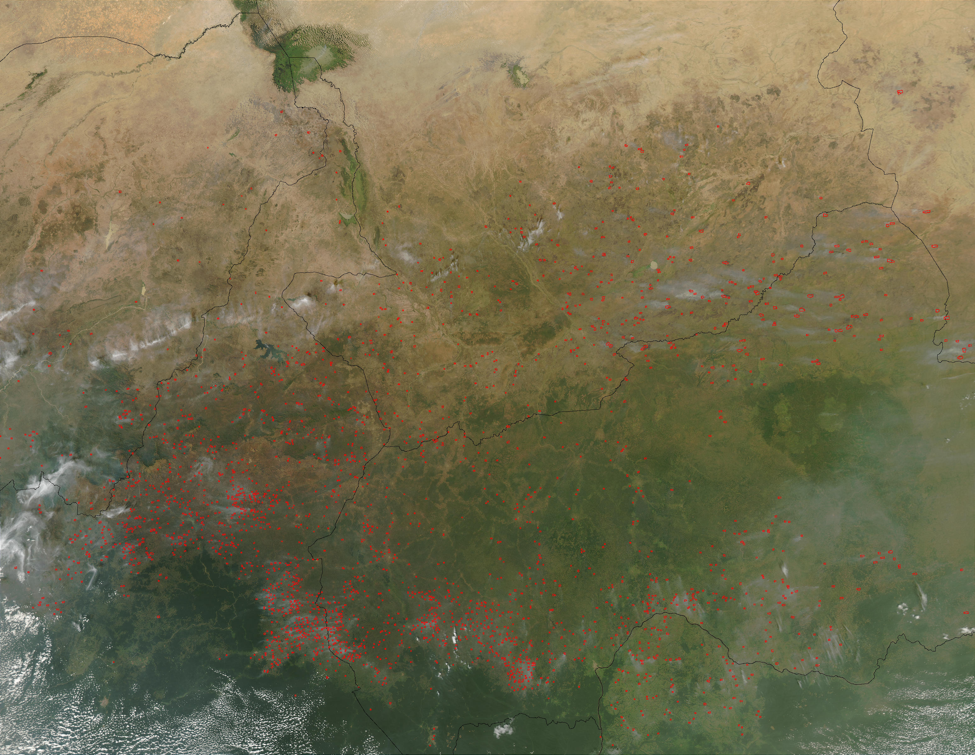 Fires in Central Africa (afternoon overpass) - related image preview
