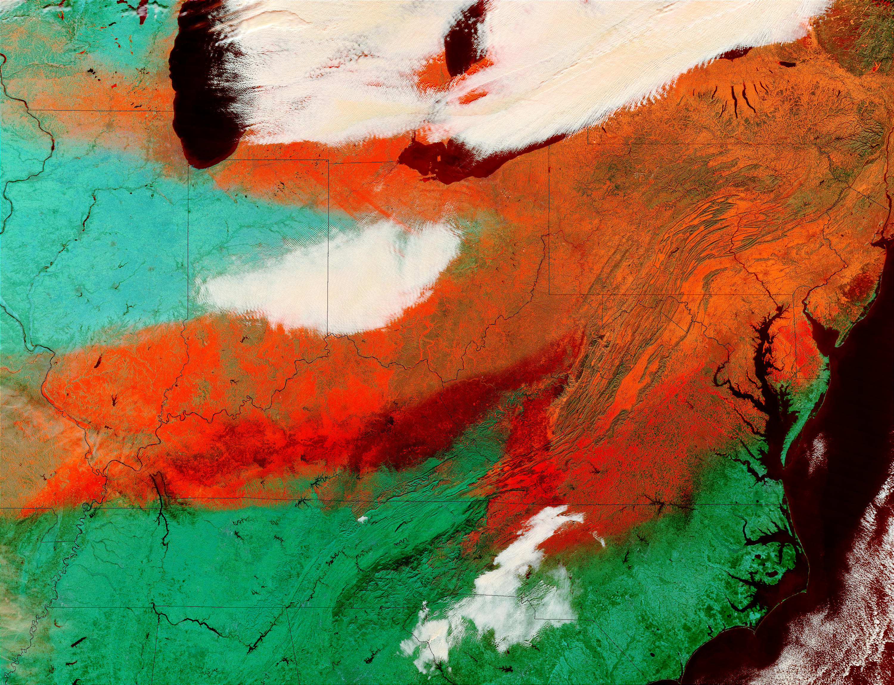 Snow in Eastern United States (false color) - related image preview