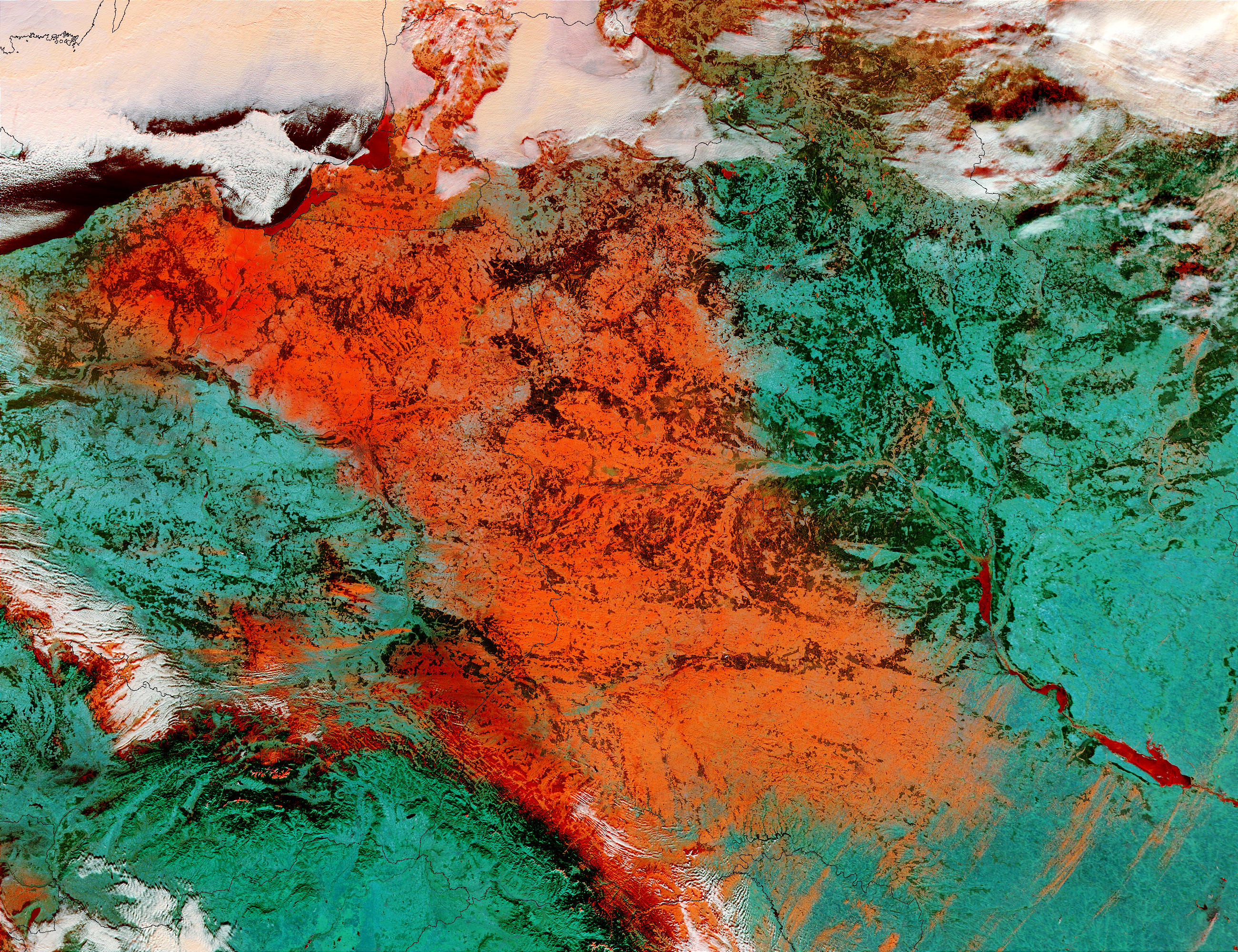 Snow in Northern Europe (false color) - related image preview