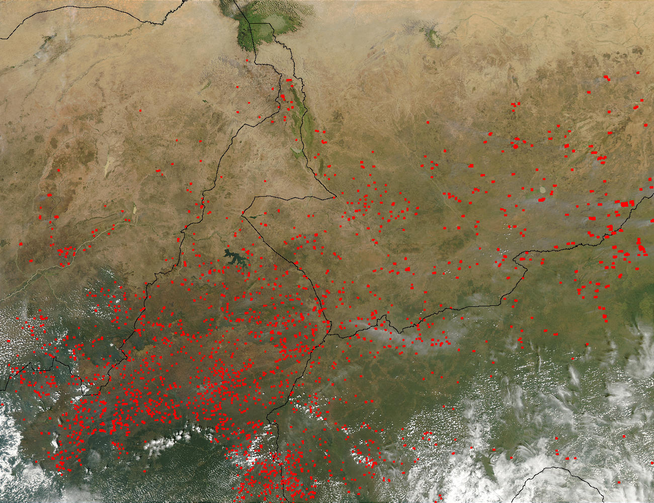 Fires in Central Africa (afternoon overpass) - related image preview