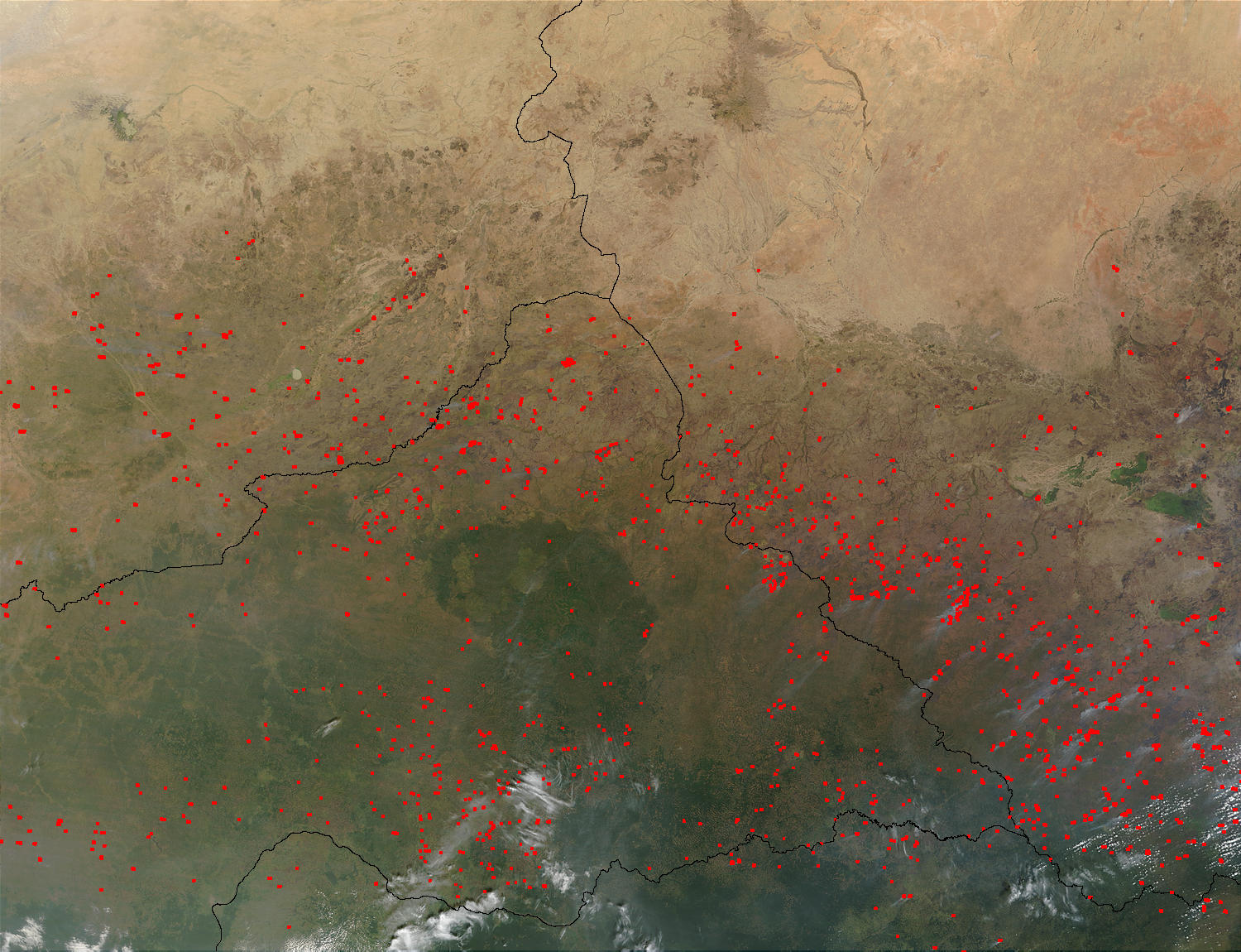 Fires in Central Africa (morning overpass) - related image preview