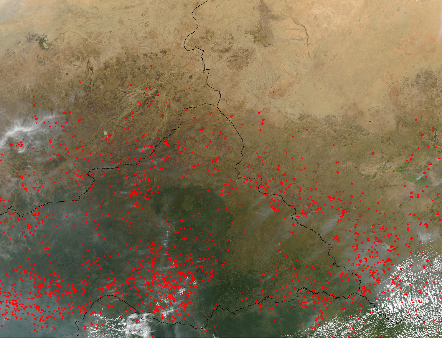 Fires in Central Africa (afternoon overpass) - related image preview