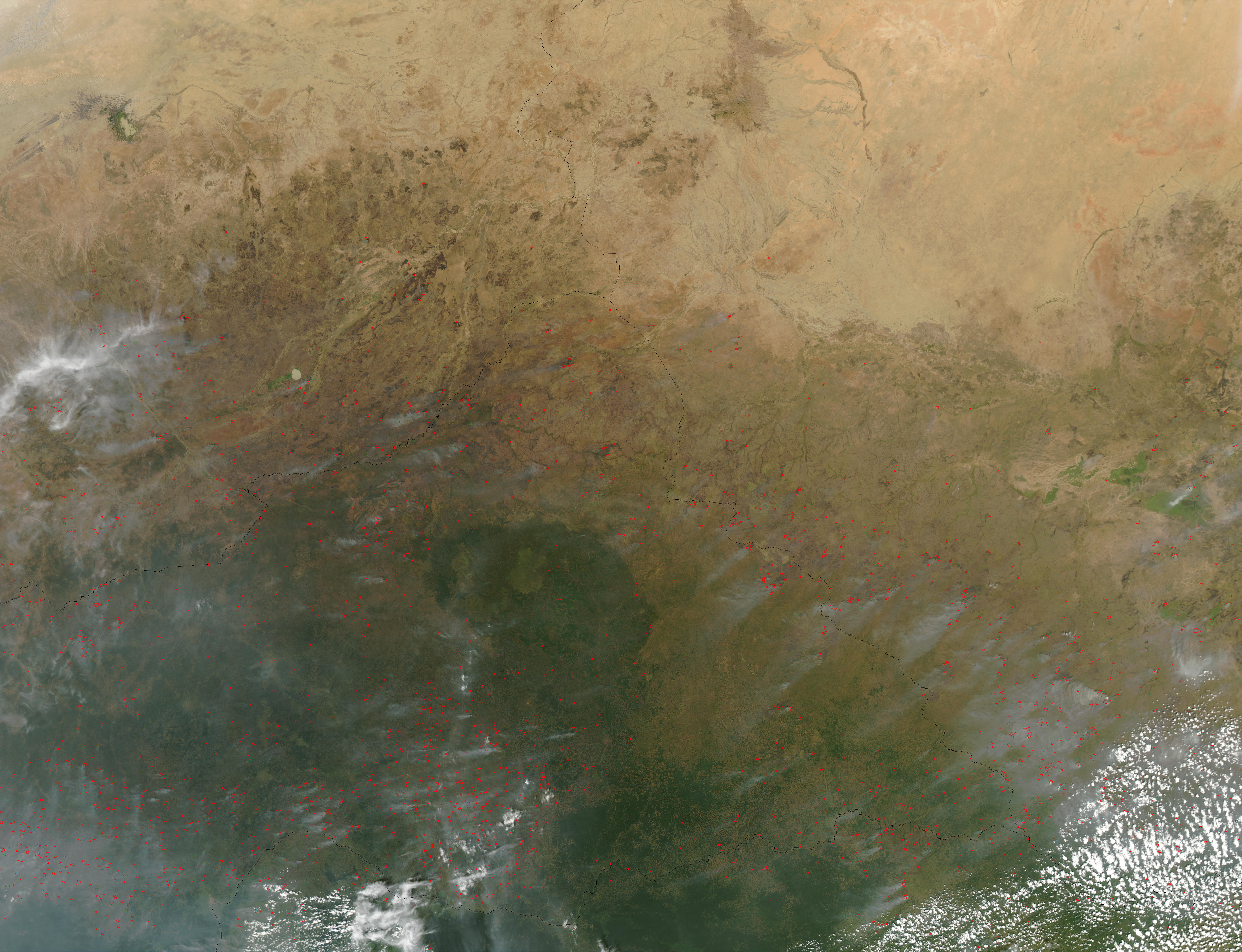 Fires in Central Africa (afternoon overpass) - related image preview