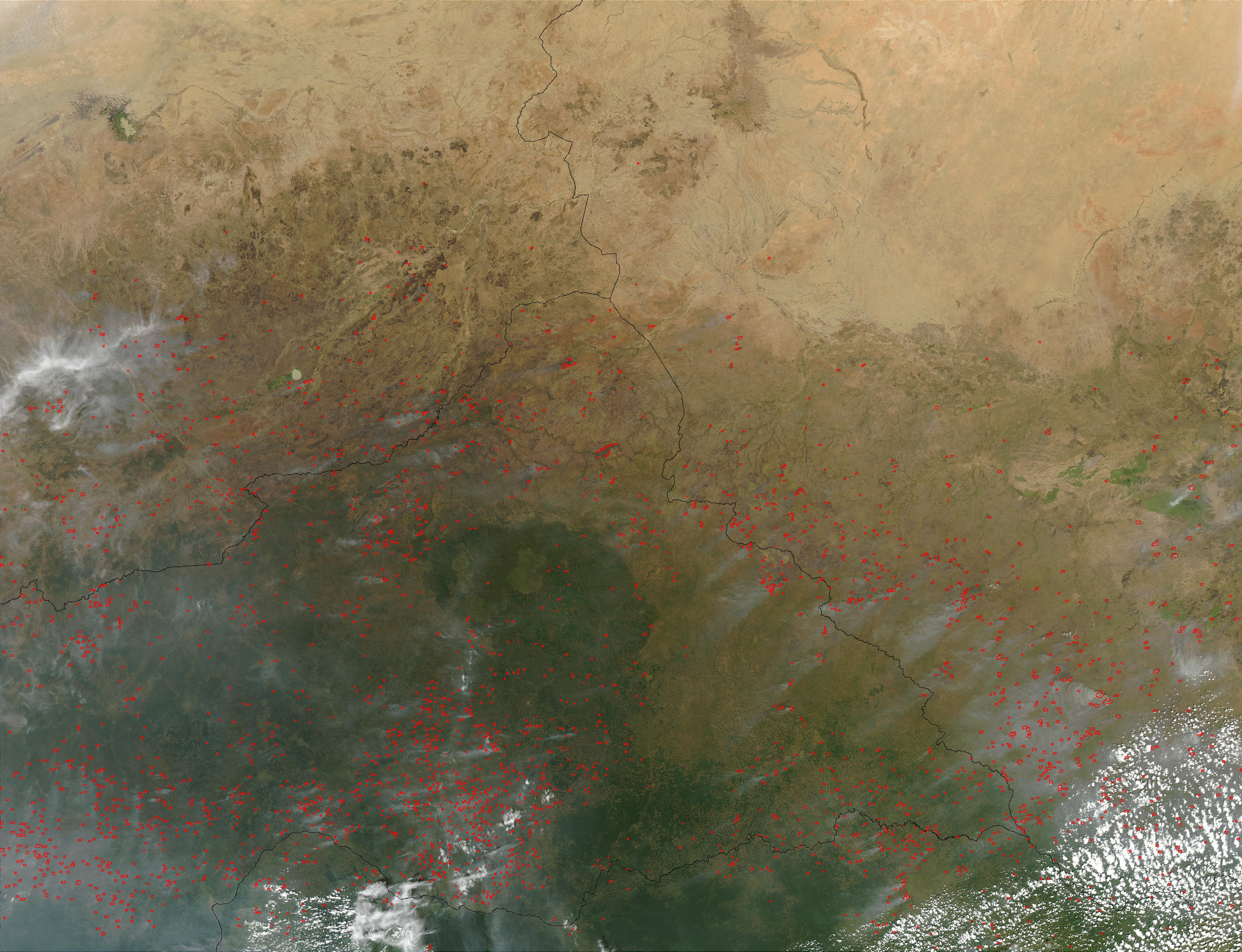 Fires in Central Africa (afternoon overpass) - related image preview