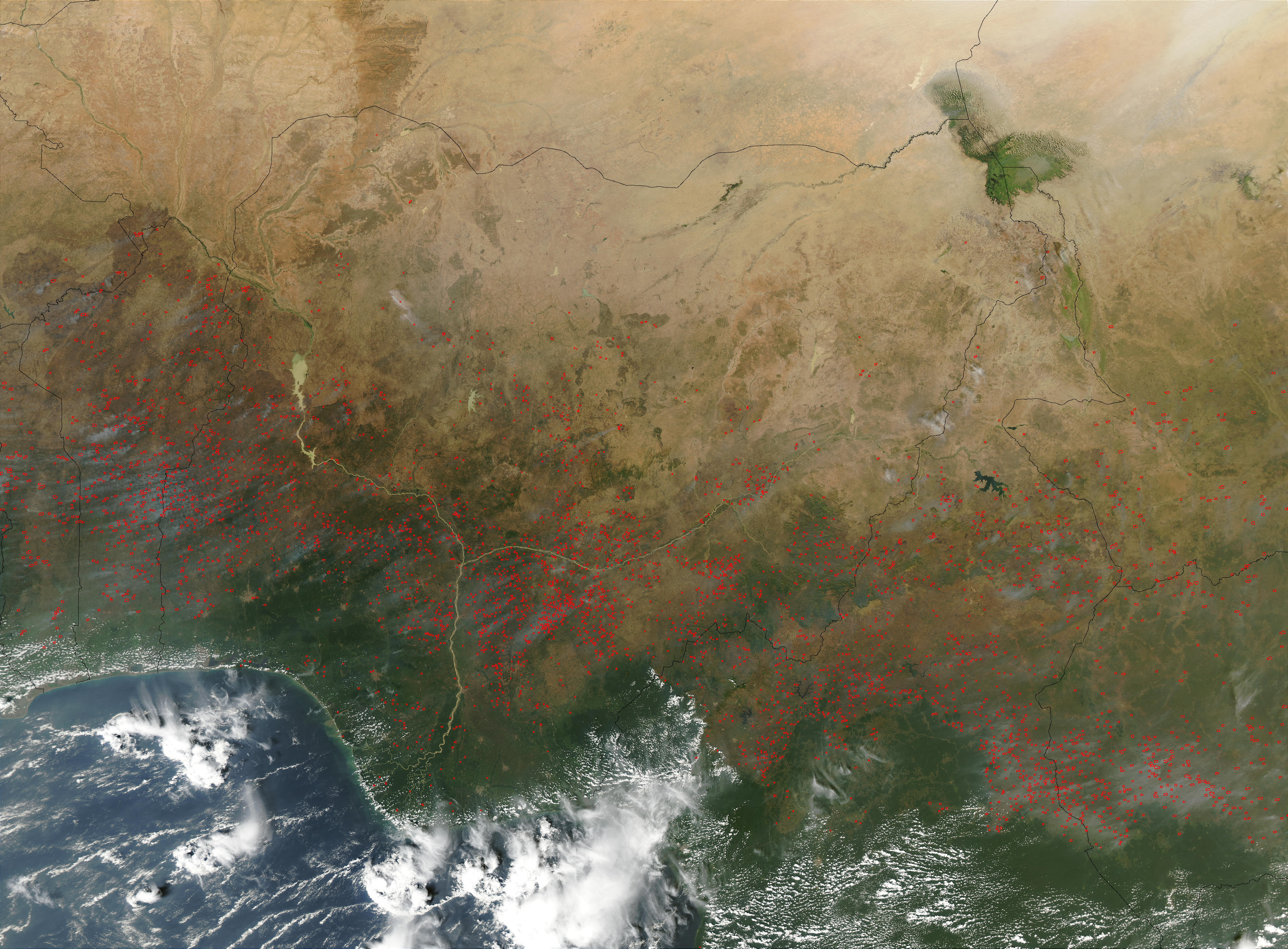 Fires in Central Africa (afternoon overpass) - related image preview