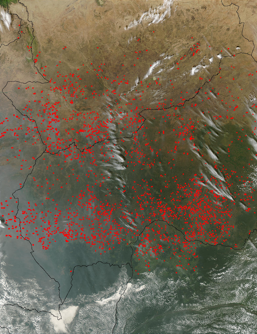 Fires in Central Africa (afternoon overpass) - related image preview