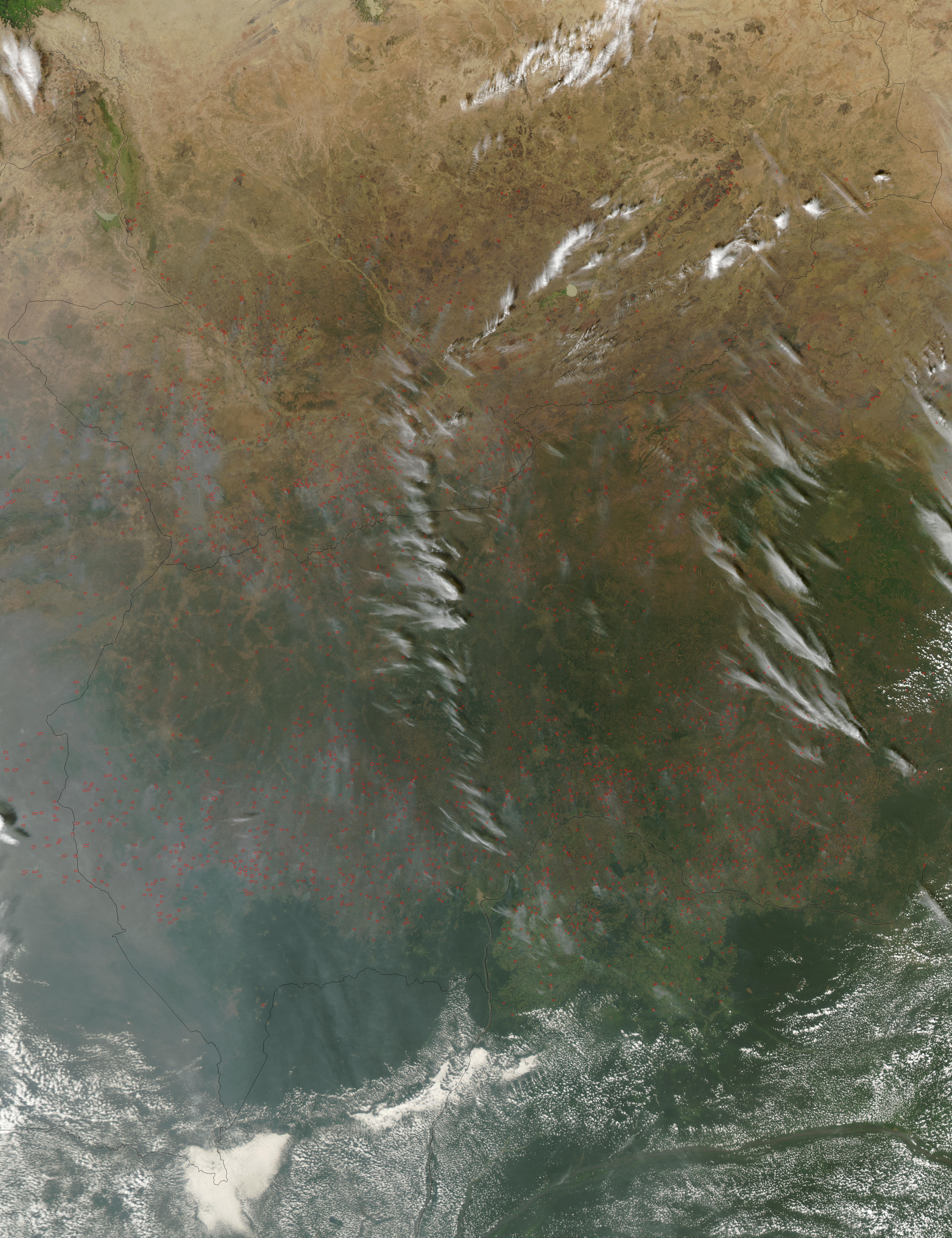 Fires in Central Africa (afternoon overpass) - related image preview