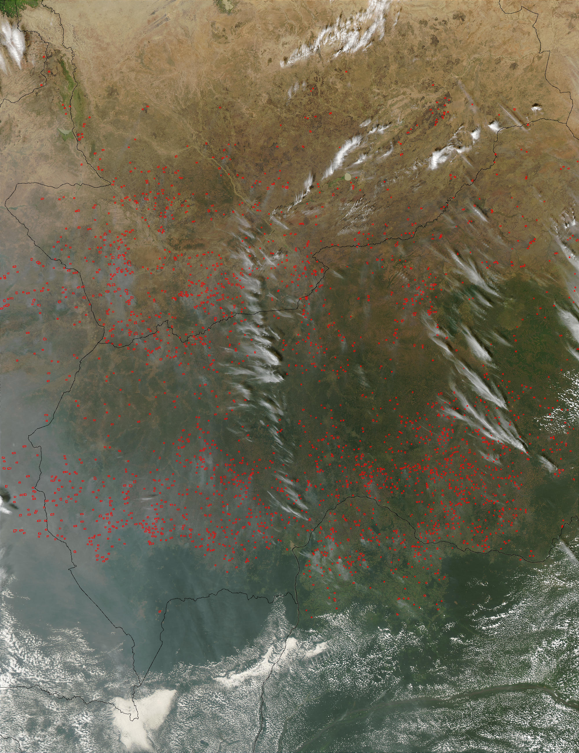 Fires in Central Africa (afternoon overpass) - related image preview
