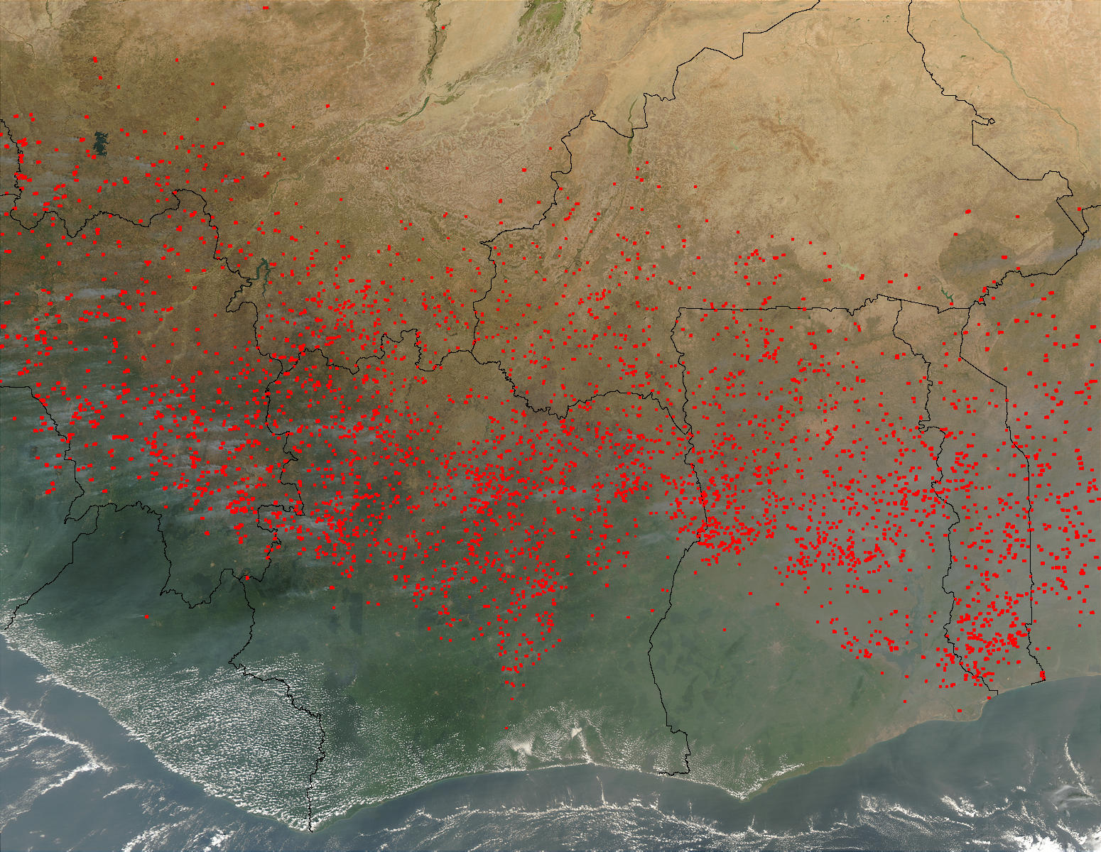 Fires in West Africa (afternoon overpass) - related image preview