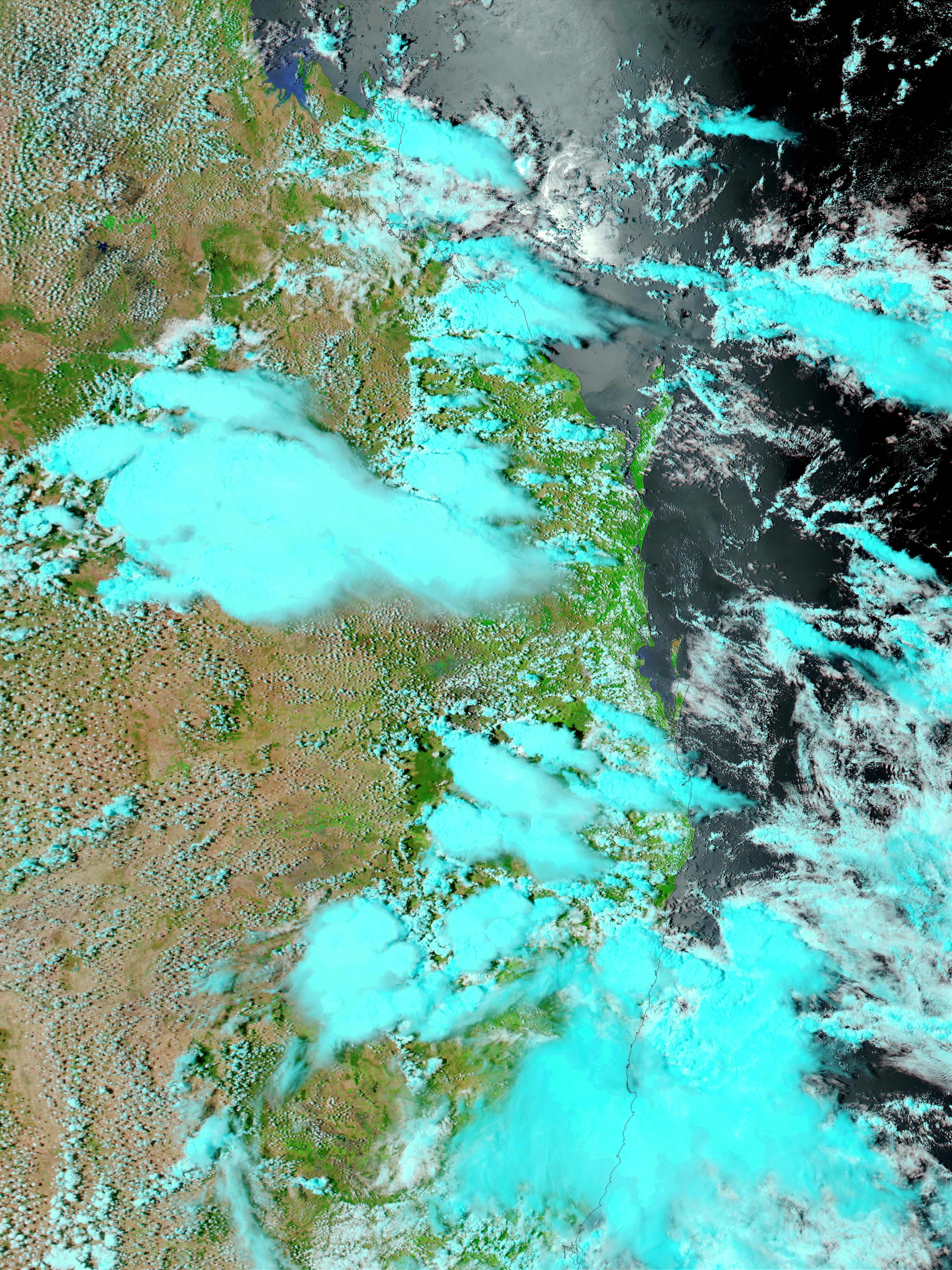 Storms over Australia East Coast (false color) - related image preview