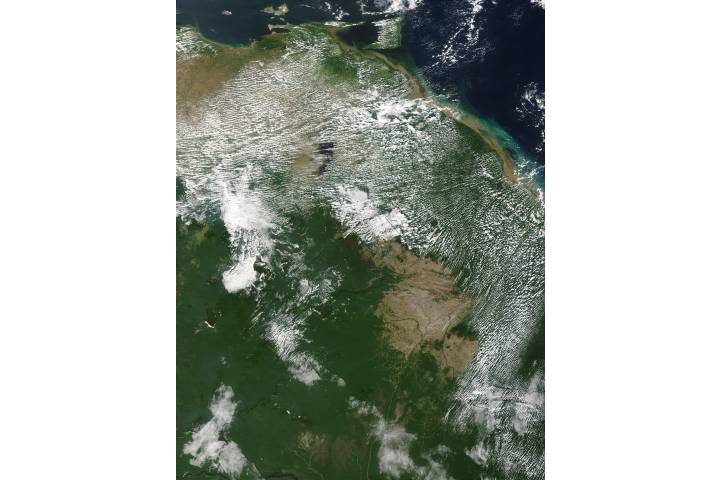 Fires in Venezuela, Guyana, and Brazil (morning overpass)